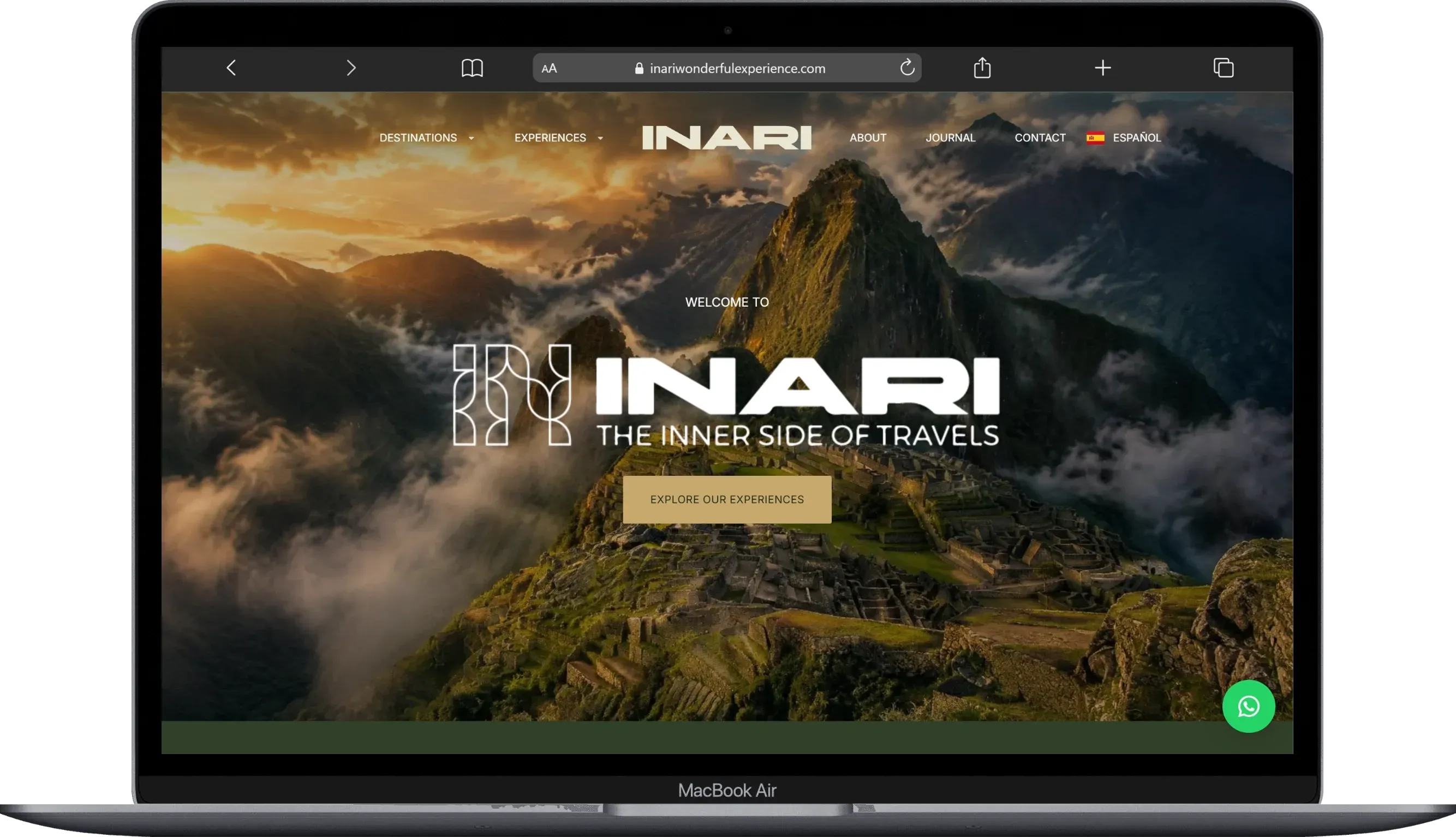 Diseño web en Cusco: página de Inari Wonderful Experience vista en computadora