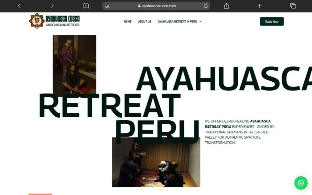 Página web de Ayahuasca Cusco, diseñada por WebDesignCusco