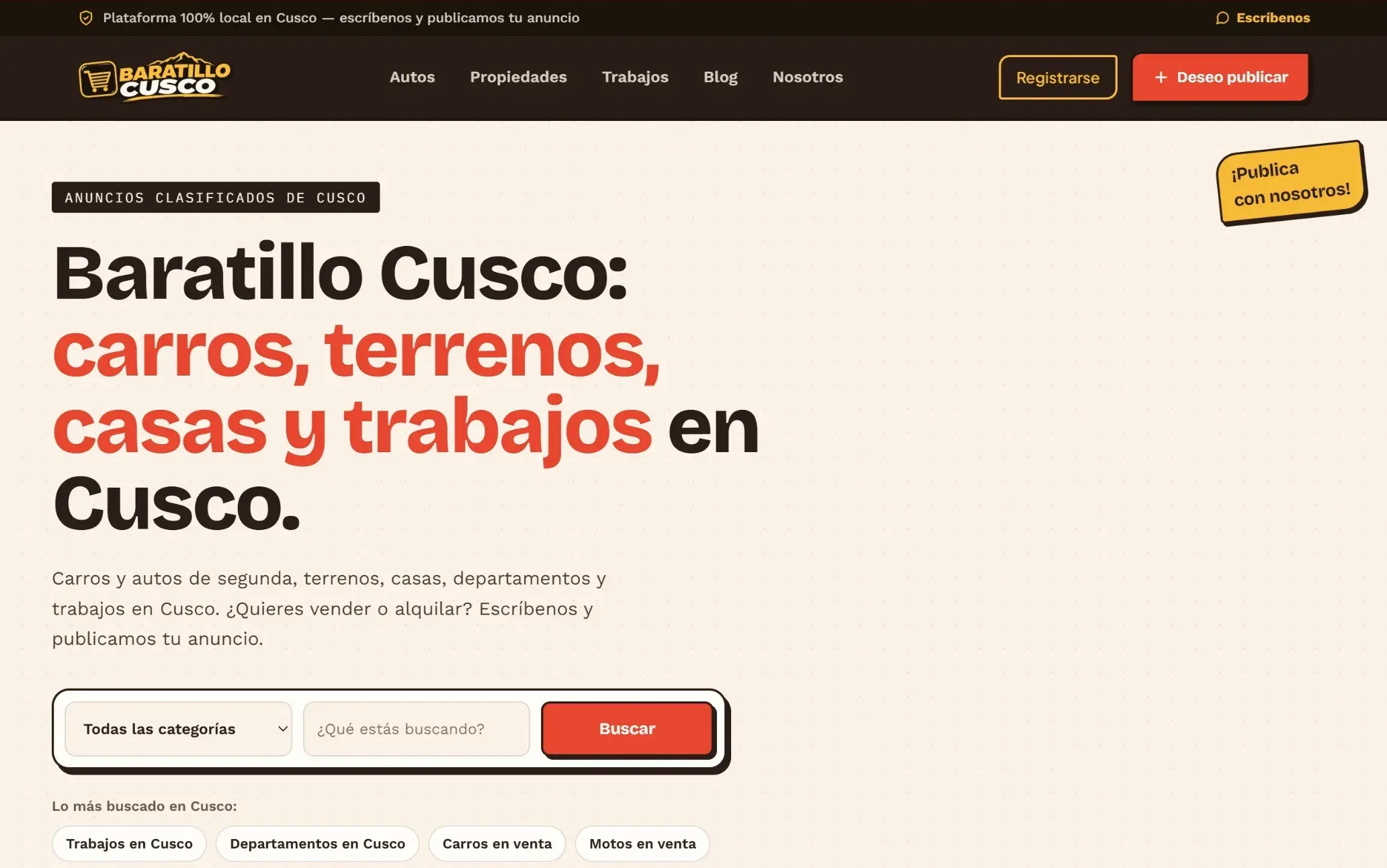 Página web de Baratillo Cusco, diseñada por WebDesignCusco