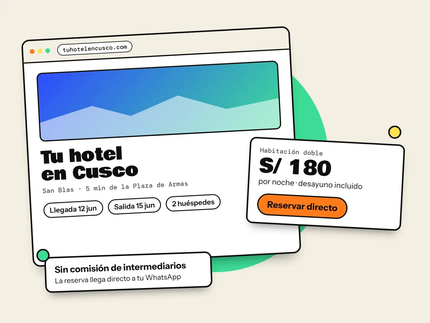 Página web para hoteles en Cusco con reserva directa de habitaciones (ilustración)