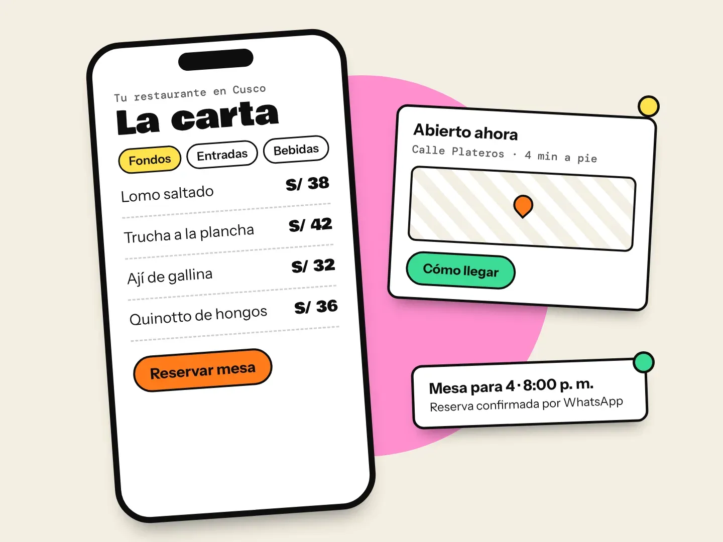 Página web para restaurantes en Cusco con carta digital y reserva de mesa (ilustración)