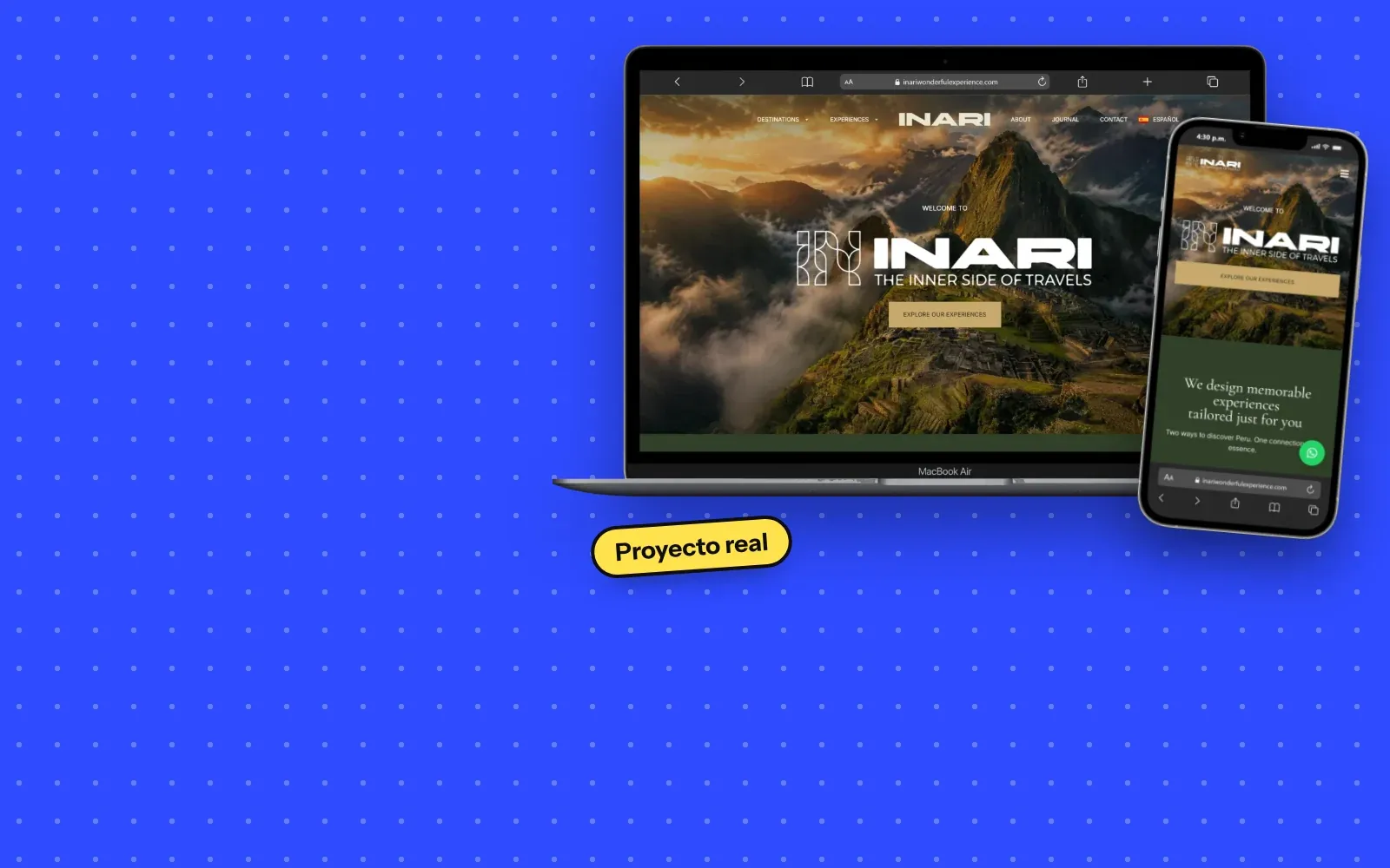 Diseño web en Cusco: página de Inari Wonderful Experience en computadora y celular