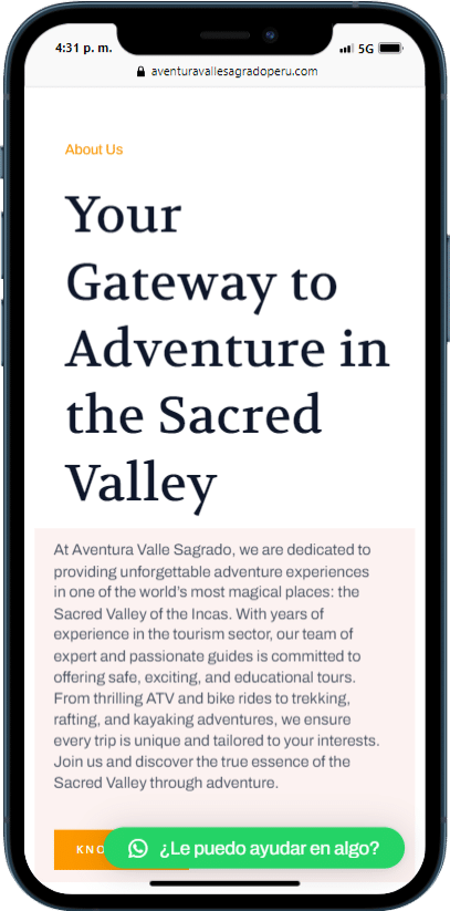 aventura valle sagrado peru movil